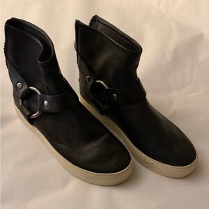 Frye Black Leather Ankle Boots